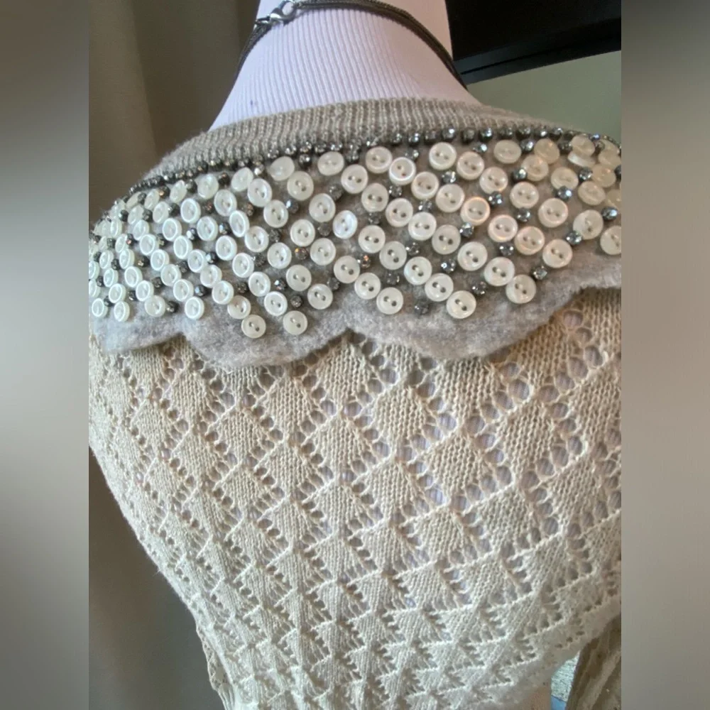 Sparkle with Sophistication: Anthropologie Yellow Bird Wool Collar Sweater ✨🌼 - Picture 4 of 9